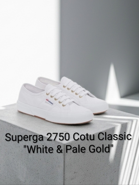 Superga Other - Superga 2750 Cotu Classic "White & Pale Gold" Girls 5.5 Boys 4Y New With Box